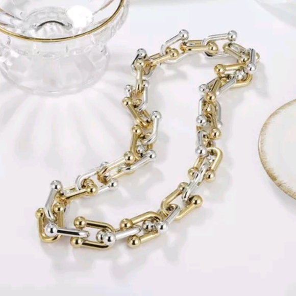 Jewelry Set 2 toned Chain Links - Picture 1 of 9